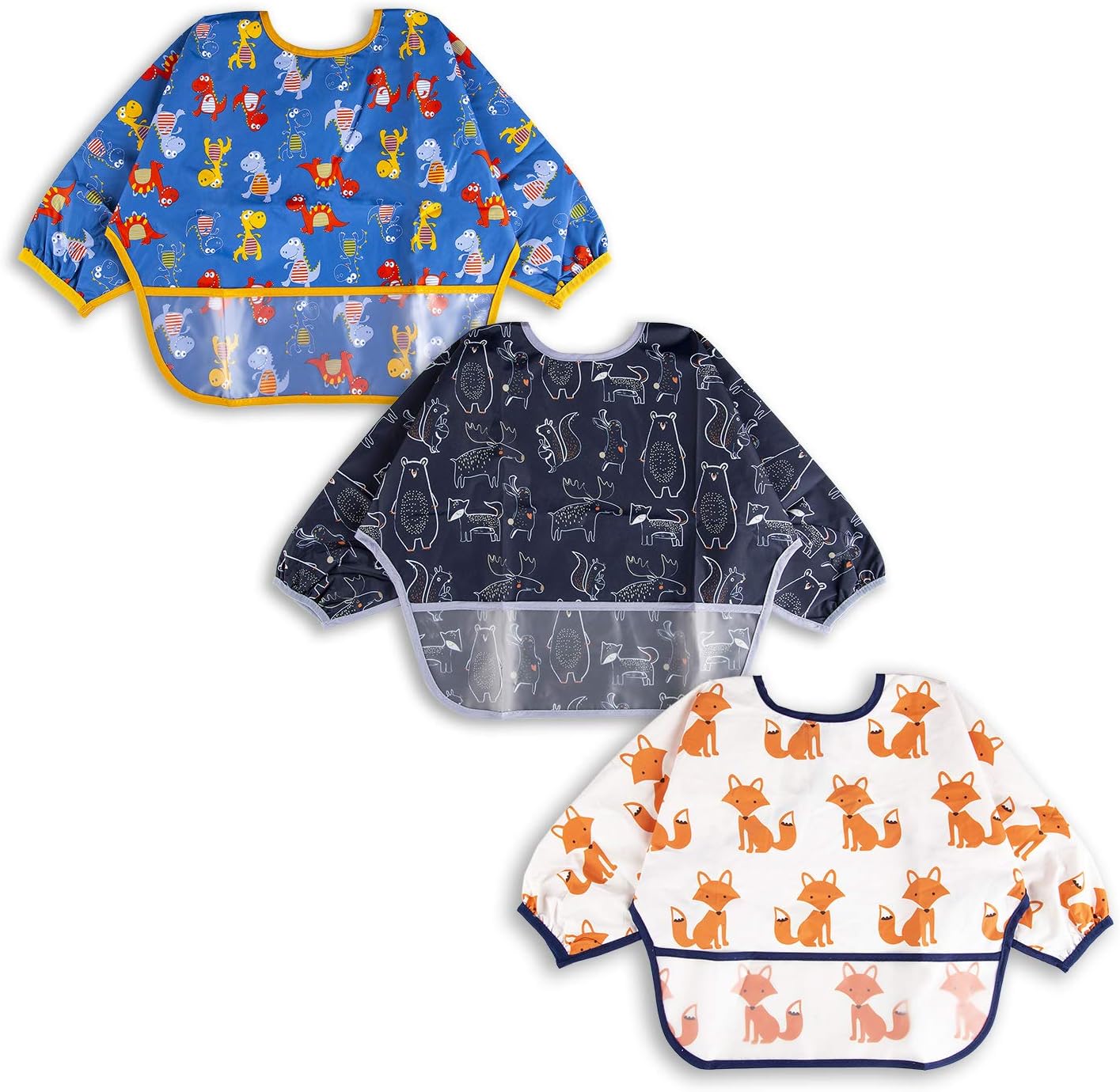 260521040545224_1 Baby Noah Toddler Bib with Sleeves and Crumb Catcher | Stain and Odor Resistance Play Smock Apron 6-24 Months - Image 1